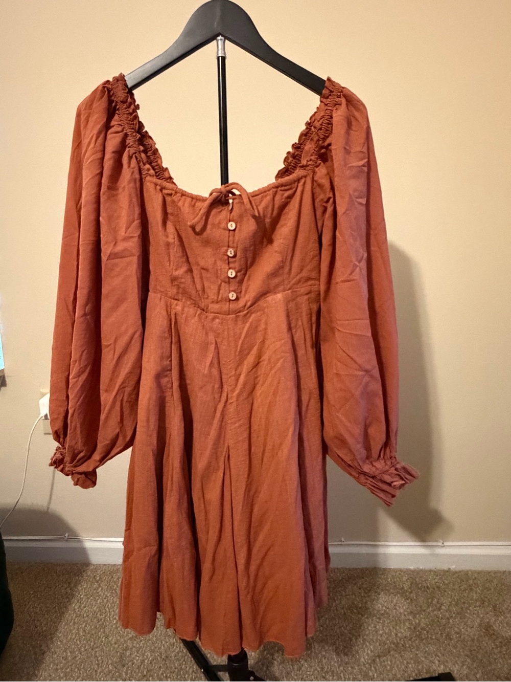Chelsea & Violet Rust Button-Front Peasant Dress